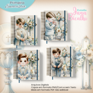 Caderno A5 Primeira Eucaristia Blue Boys-4 em 1
