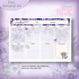 Planejamento Semanal A4 Coleção Cute Raccoon Purple