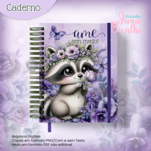 Caderno A5 Coleção Cute Raccoon Purple