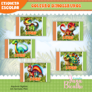 Combo Etiquetas Escolares Coleção Dinossauros