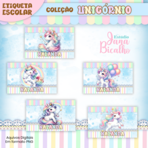 Combo Etiquetas Escolares Coleção Unicórnio