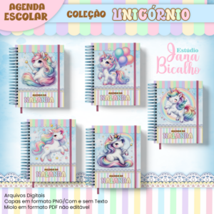Agenda Escolar A5 Não Datada Coleção Unicórnio