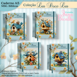 Caderno A5 Mensagens Bíblicas Coleção Lar Doce Lar 12 em 1