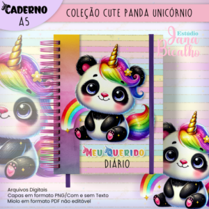 Diário A5 Coleção Cute Panda Unicórnio