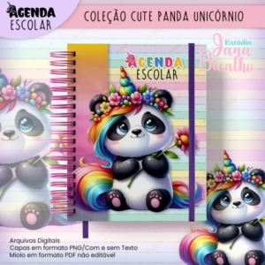 Agenda Escolar A5 Coleção Cute Panda Unicórnio