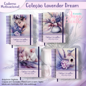 Caderno Motivacional A5 Coleção Lavender Dream – 4 em 1