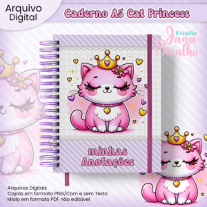 Caderno Pautado A5 Cat Princess
