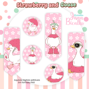 Combo Marca Páginas e Tags Coleção Strawberry and Goose