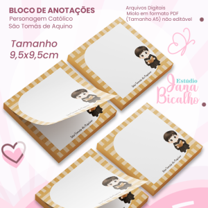 Bloco de Anotações 9,5x9,5cm Personagem Católico-São Tomás de Aquino