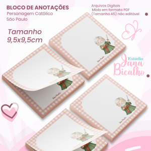 Bloco de Anotações 9,5x9,5cm Personagem Católico-São Paulo