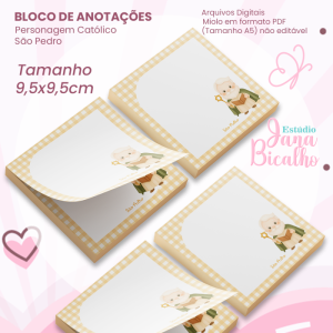 Bloco de Anotações 9,5x9,5cm Personagem Católico-São Pedro