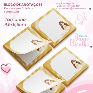 Bloco de Anotações 9,5x9,5cm Personagem Católico-Santa Luzia