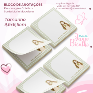 Bloco de Anotações 9,5x9,5cm Personagem Católico-Santa Maria Madalena