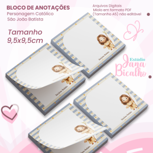 Bloco de Anotações 9,5x9,5cm Personagem Católico-São João Batista