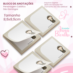 Bloco de Anotações 9,5x9,5cm Personagem Católico-São Domingos