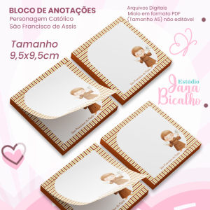 Bloco de Anotações 9,5x9,5cm Personagem Católico-São Francisco de Assis