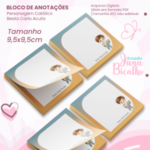 Bloco de Anotações 9,5x9,5cm Personagem Católico-Beato Carlo Acutis