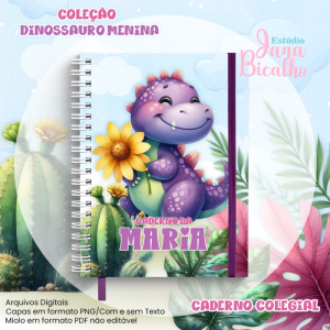 Caderno Colegial Coleção Dinossauro Menina