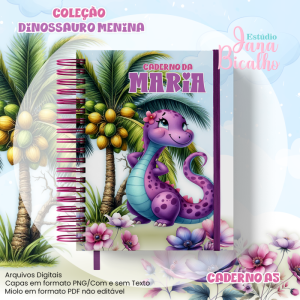 Caderno Pautado A5 Coleção Dinossauro Menina