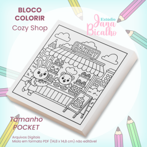 Bloco Pocket para Colorir 14,8x14,8cm Cozy Shop