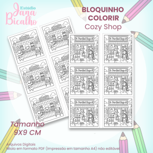 Bloquinho para Colorir 9x9cm Cozy Shop