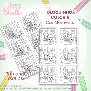 Bloquinho para Colorir 9x9cm Cat Moments