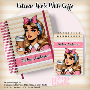 Caderno Pautado A5+Bloquinho A6 - Coleção Girls With Coffe N4
