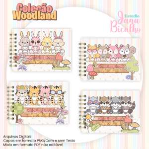 Livro A5 Para Colorir Horizontal Coleção Woodland
