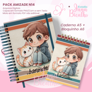 PACK Caderno Pautado A5+Bloquinho A6 - Amizade N14