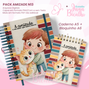 PACK Caderno Pautado A5+Bloquinho A6 - Amizade N13