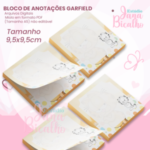 Bloco de Anotações 9,5x9,5cm Garfield