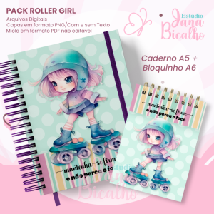 PACK Caderno Pautado A5+Bloquinho A6 - Roller Girl