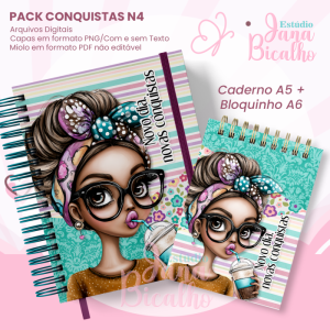 PACK Caderno Pautado A5+Bloquinho A6 - Conquistas N4