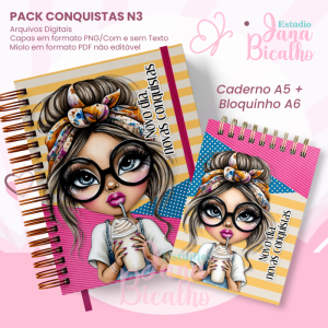PACK Caderno Pautado A5+Bloquinho A6 - Conquistas N3