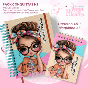 PACK Caderno Pautado A5+Bloquinho A6 - Conquistas N2
