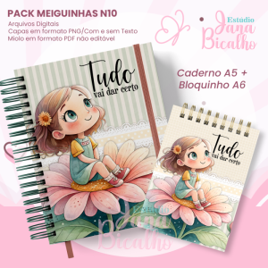 PACK Caderno Pautado A5+Bloquinho A6 - Coleção Meiguinhas N10