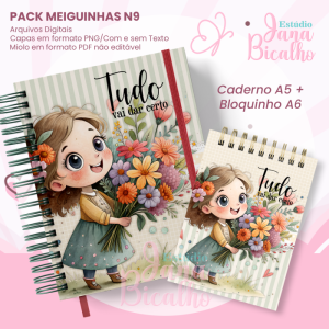 PACK Caderno Pautado A5+Bloquinho A6 - Coleção Meiguinhas N9