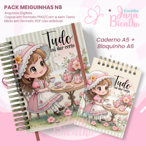PACK Caderno Pautado A5+Bloquinho A6 - Coleção Meiguinhas N8