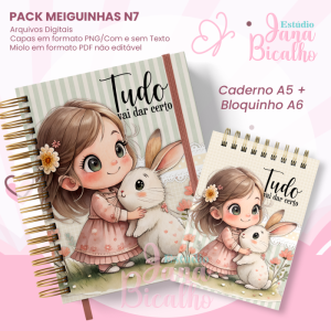 PACK Caderno Pautado A5+Bloquinho A6 - Coleção Meiguinhas N7