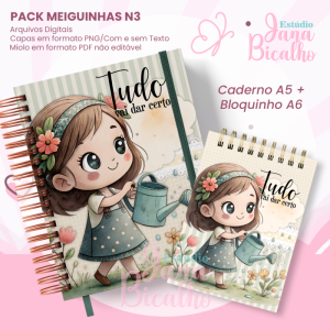 PACK Caderno Pautado A5+Bloquinho A6 - Coleção Meiguinhas N3