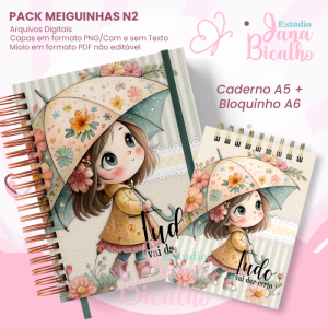 PACK Caderno Pautado A5+Bloquinho A6 - Coleção Meiguinhas N2