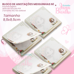 Bloco de Anotações 9,5x9,5cm Coleção Meiguinhas N1