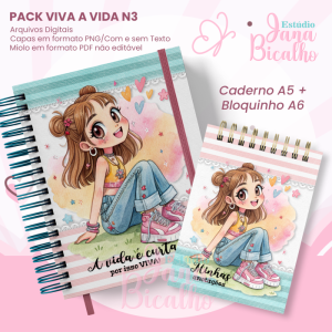 PACK Caderno Pautado A5+Bloquinho A6 Viva a Vida N3