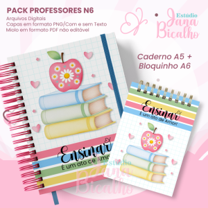 PACK Caderno Pautado A5+Bloquinho A6 Professores N6