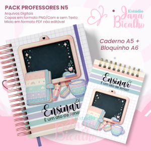 PACK Caderno Pautado A5+Bloquinho A6 Professores N5