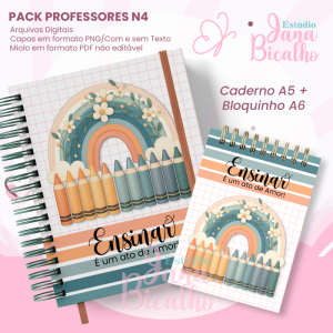 PACK Caderno Pautado A5+Bloquinho A6 Professores N4