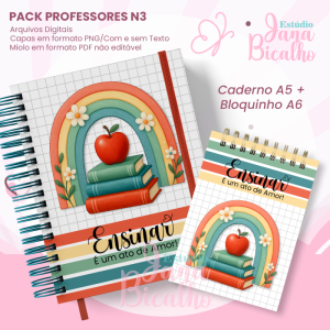 PACK Caderno Pautado A5+Bloquinho A6 Professores N3