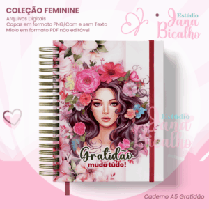 Caderno Gratidão A5 Coleção Feminine
