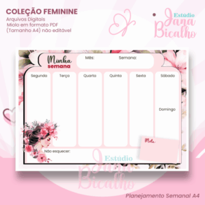 Planejamento Semanal A4 Coleção Feminine