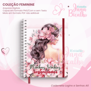 Caderneta A6 Login e Senha Coleção Feminine